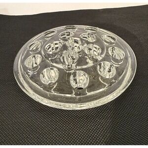 Flower Arrangement Vintage‎ Glass Frog Clear 16-Hole Flower Frog For 5" Diam.